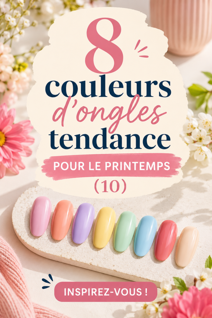 Un assortiment de vernis à ongles dans des couleurs tendance pour le printemps.