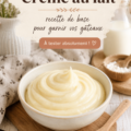 Image d'un dessert garni de crema al latte, mettant en valeur sa texture crémeuse et onctueuse.