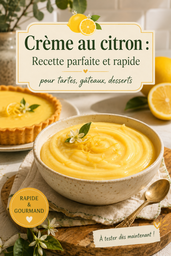 Un dessert élégant à base de crema au citron, illustrant sa texture onctueuse et sa couleur jaune vif.