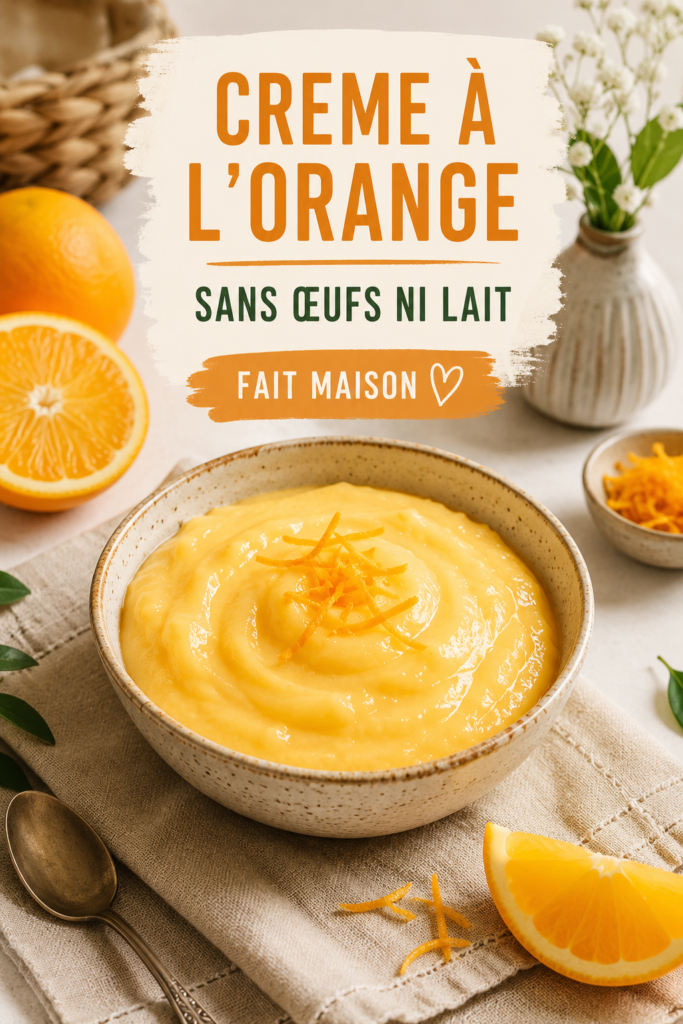 Crema à l'orange sans œufs ni lait dans un bol élégant.