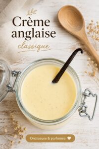 Un bol de crème anglaise classique avec des éclats de vanille.