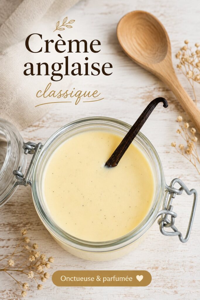 Un bol de crème anglaise classique avec des éclats de vanille.