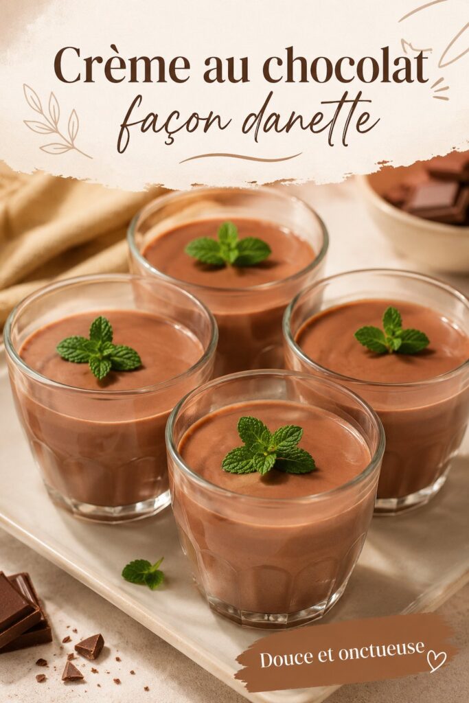 Crème au chocolat façon Danette servie dans un bol décoré