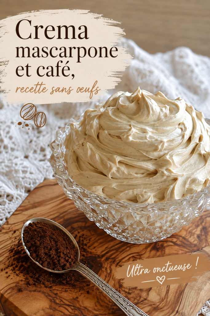Crème mascarpone au café présentée dans un joli verre.