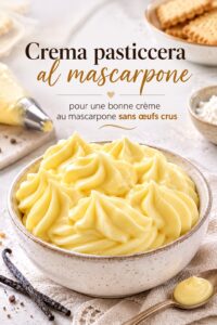 Une délicieuse crème mascarpone sans œufs dans un bol en céramique.