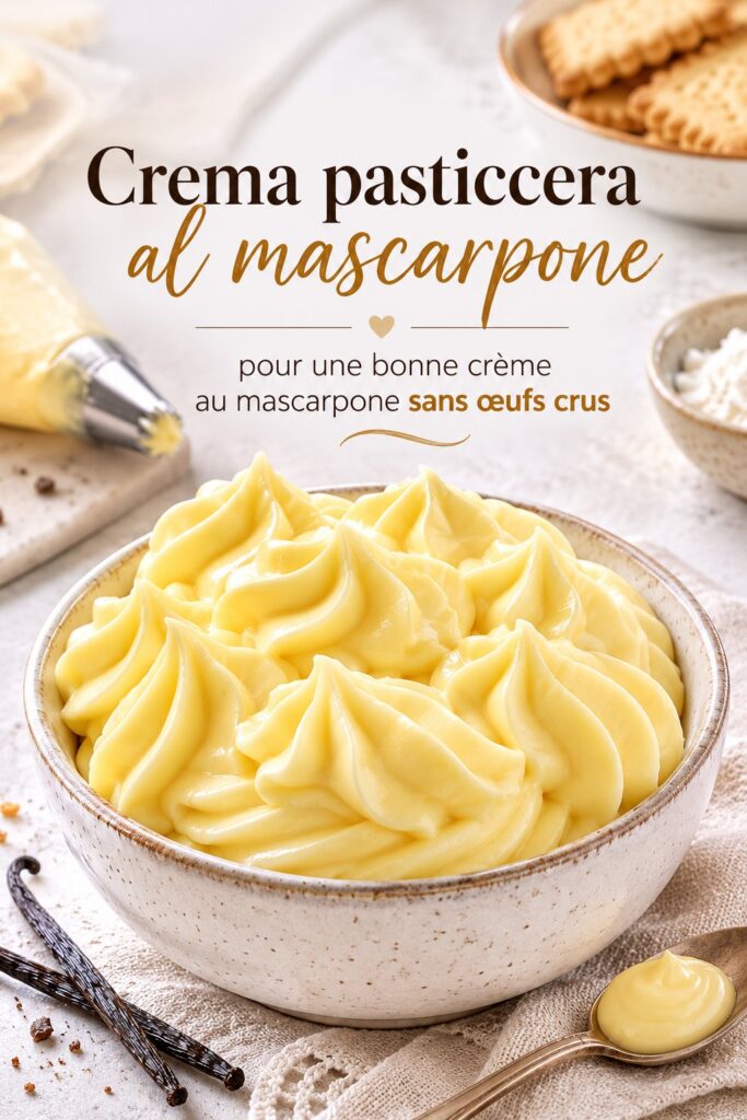 Une délicieuse crème mascarpone sans œufs dans un bol en céramique.