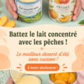 Dessert d'été aux pêches et lait concentré dans un bol