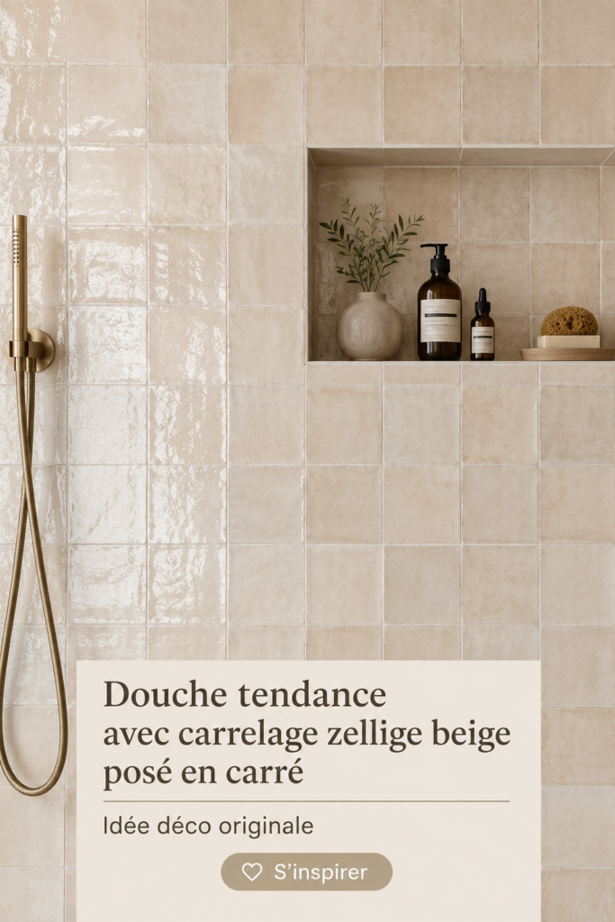 Douche tendance avec carrelage zellige beige