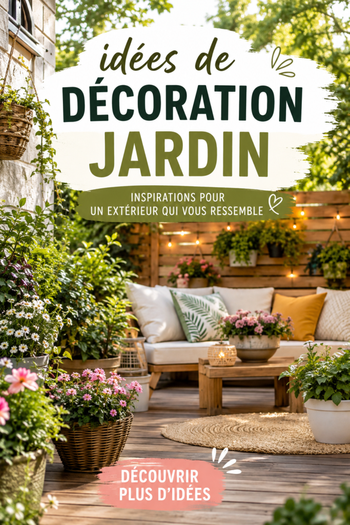 Jardin décoré avec des couleurs vives et des matériaux tendance
