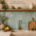 Une cuisine méditerranéenne avec des carreaux zelliges turquoise