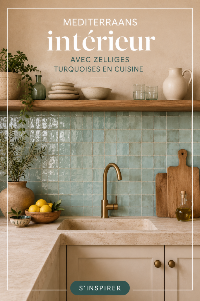 Une cuisine méditerranéenne avec des carreaux zelliges turquoise