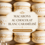 Macarons au chocolat blanc caramélisé joliment présentés