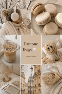 Un intérieur décoré avec des nuances de beige Pantone, créant une atmosphère chaleureuse.
