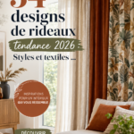 Collection de rideaux tendance 2026 avec différents motifs et couleurs.