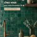 Un intérieur moderne avec des carreaux de Zellige colorés en arrière-plan.