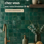 Un intérieur moderne avec des carreaux de Zellige colorés en arrière-plan.