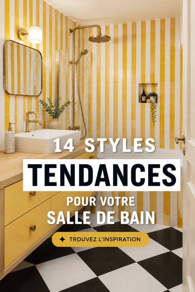 Salle de bain moderne avec des couleurs tendance et matériaux chaleureux
