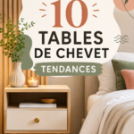 Une élégante table de chevet en bois avec des accessoires décoratifs modernes, intégrée dans une chambre chaleureuse.