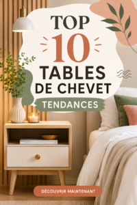 Une élégante table de chevet en bois avec des accessoires décoratifs modernes, intégrée dans une chambre chaleureuse.