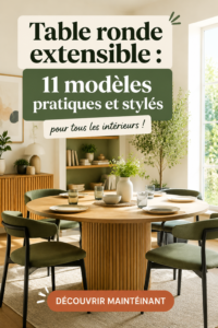 Table ronde extensible en bois dans une salle à manger moderne