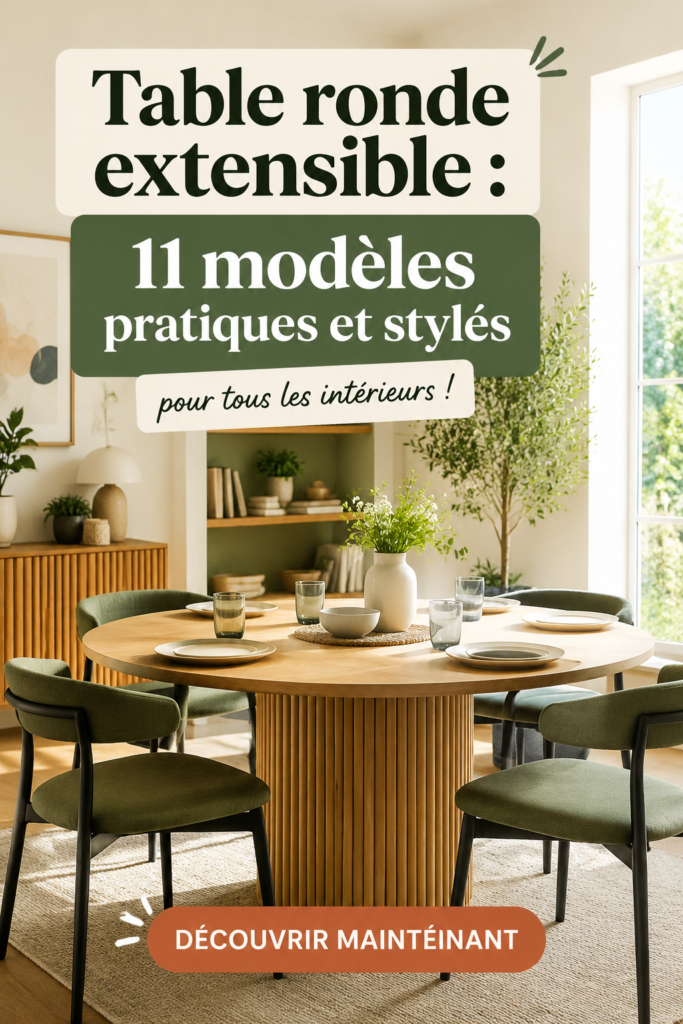 Table ronde extensible en bois dans une salle à manger moderne