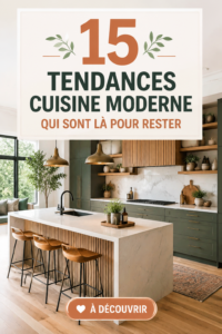 Cuisine moderne avec des couleurs tendance et des matériaux naturels
