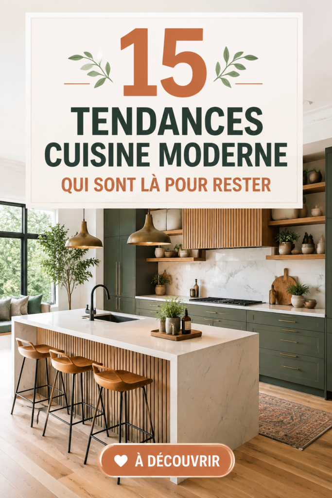 Cuisine moderne avec des couleurs tendance et des matériaux naturels