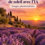 Un champ de fleurs colorées au coucher du soleil, créant une ambiance chaleureuse