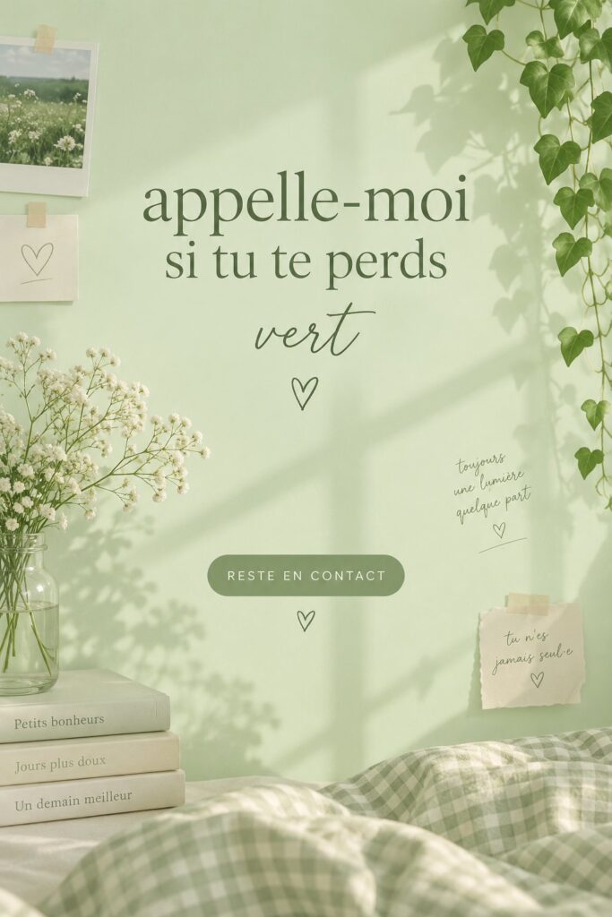 Intérieur décoré avec des touches de vert apaisant et naturel.