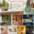 Cuisine moderne avec des couleurs tendances comme le bleu et le vert