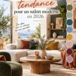 Un salon moderne avec des couleurs tendance de 2026, mettant en avant des nuances chaleureuses et accueillantes.