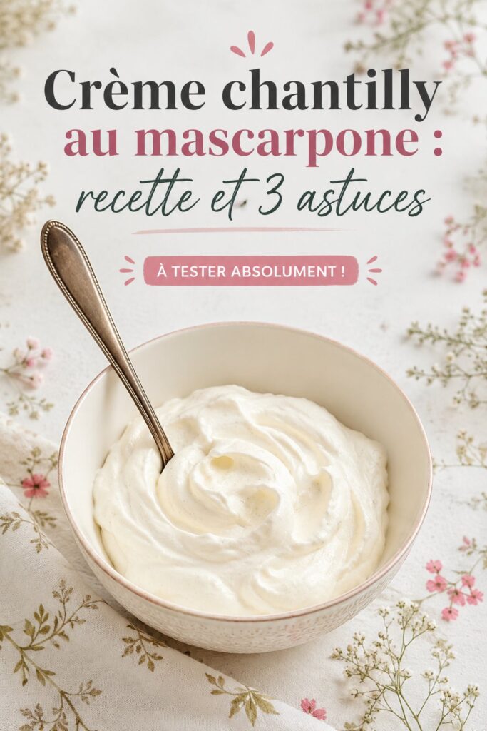 Crème chantilly au mascarpone présentée dans un joli bol avec des fruits frais