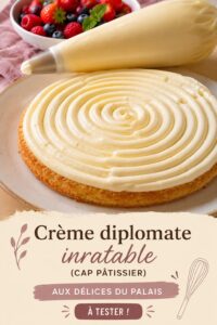 Dessert avec crème diplomate à la vanille sur un plat élégant