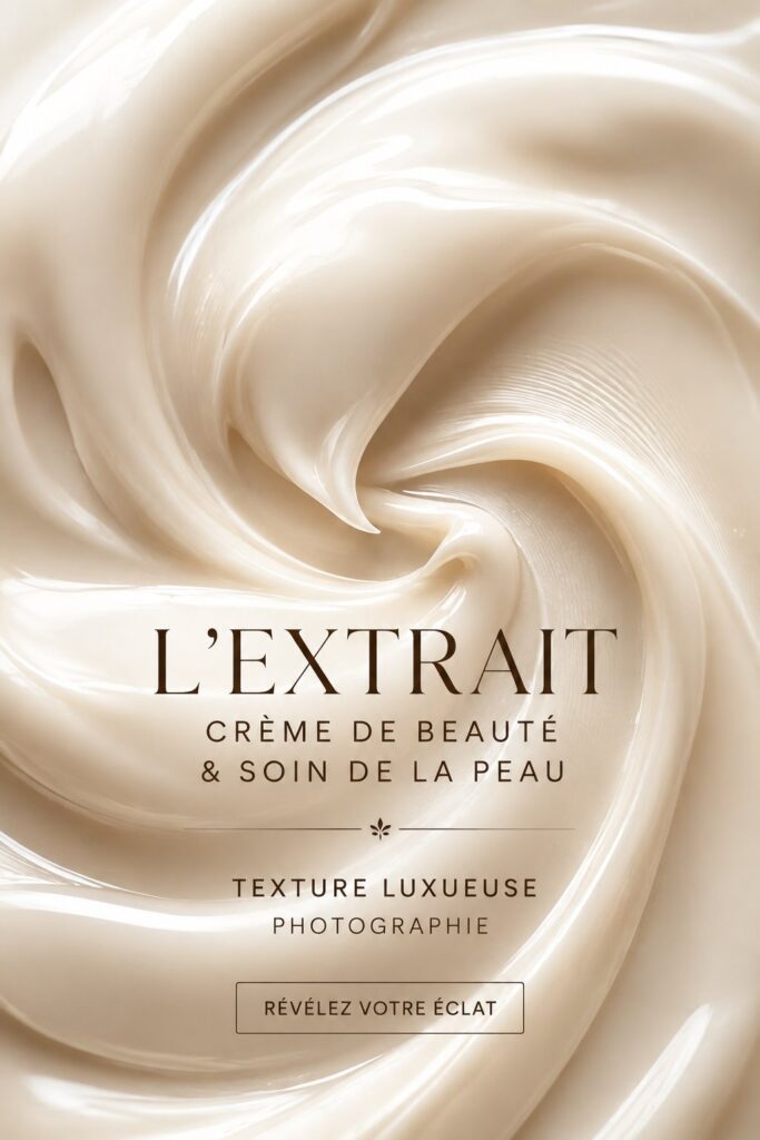 Crème L'Extrait de Lancôme sur une table en bois, entourée de fleurs