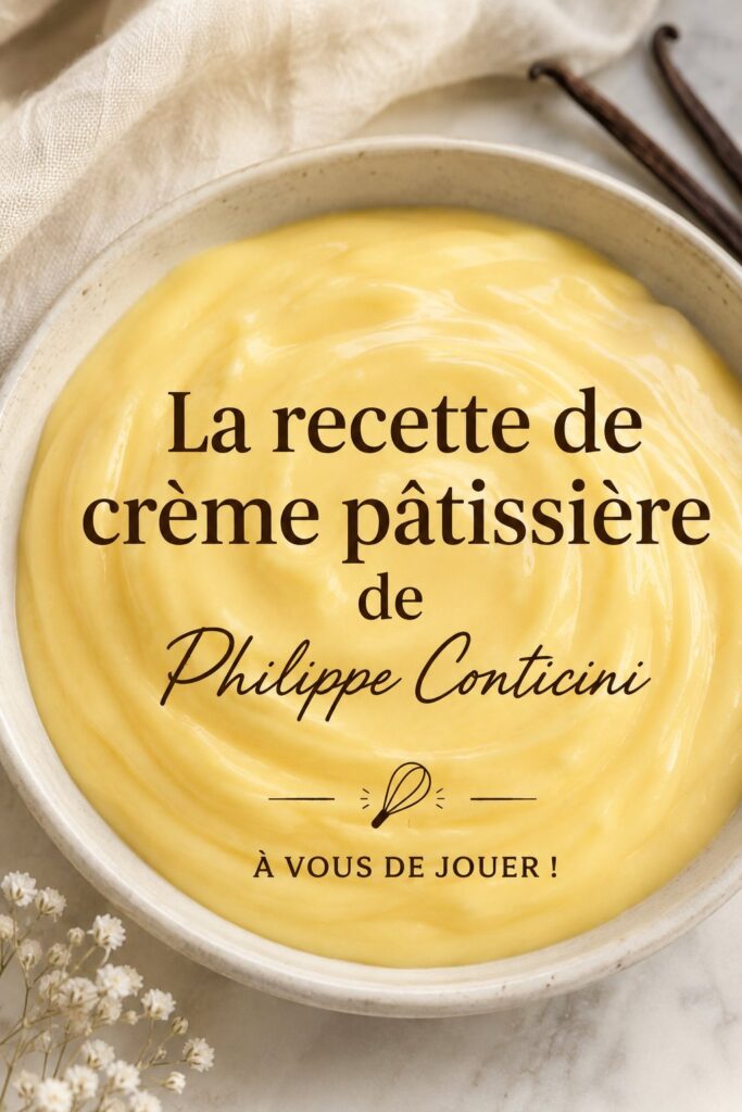 Crème pâtissière onctueuse préparée selon la recette de Philippe Conticini.
