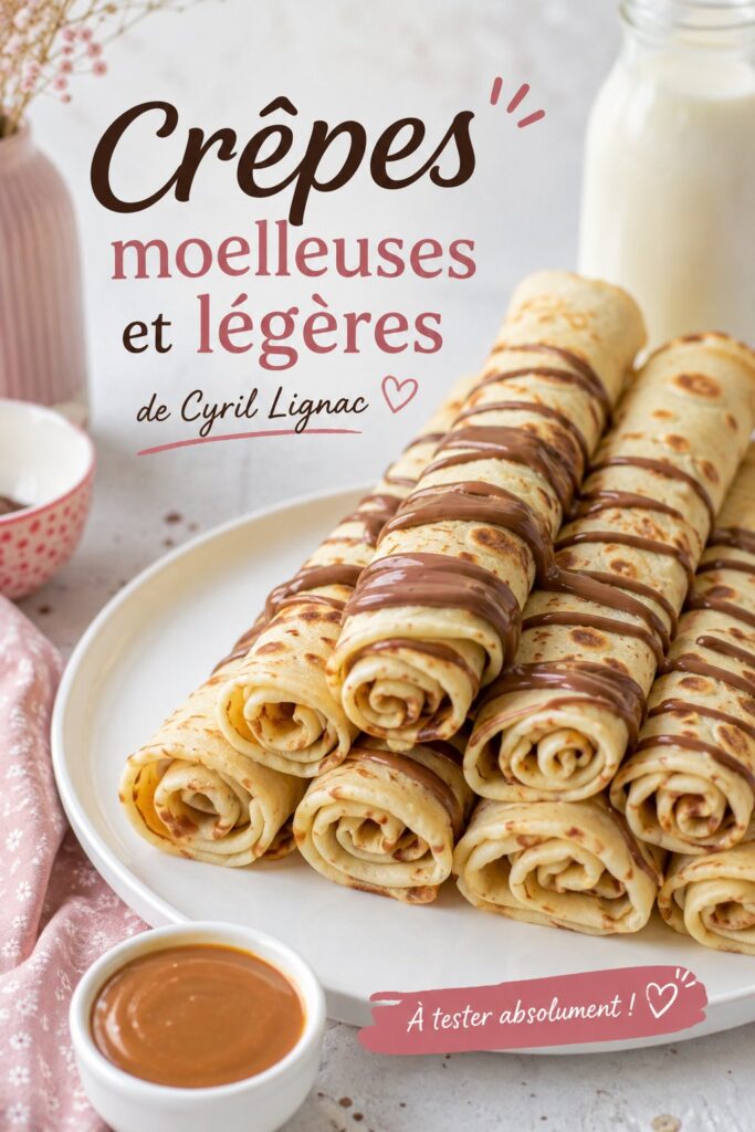 Plateau de crêpes légères et moelleuses garnies de fruits frais et de sirop