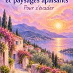 Un intérieur apaisant aux teintes lavande, évoquant un village tranquille.