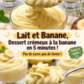 Dessert crémeux à la banane sans sucre, dans un bol décoré.