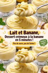 Dessert crémeux à la banane sans sucre, dans un bol décoré.