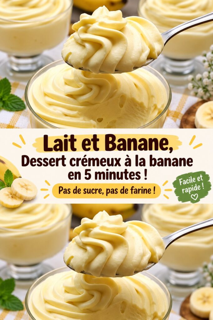 Dessert crémeux à la banane sans sucre, dans un bol décoré.