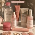Maquillage soft glam sur une femme avec une peau éclatante et des couleurs douces.