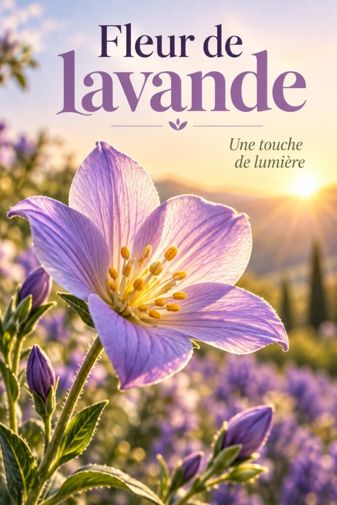 Un champ de fleurs de lavande sous un ciel ensoleillé, mettant en avant leurs teintes violettes et leur luminosité.