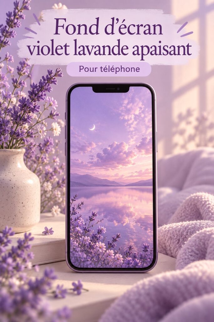 Un fond d'écran doux et esthétique en couleur lavande sur un téléphone.