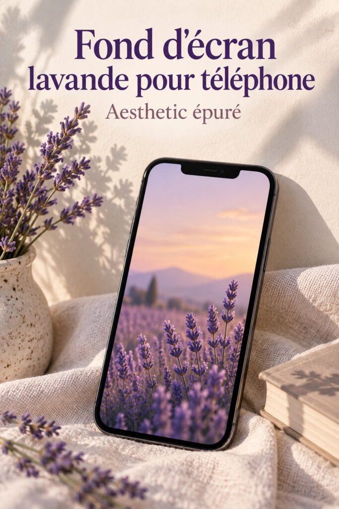 Fonds d'écran lavande apaisants pour iPhone avec motifs délicats