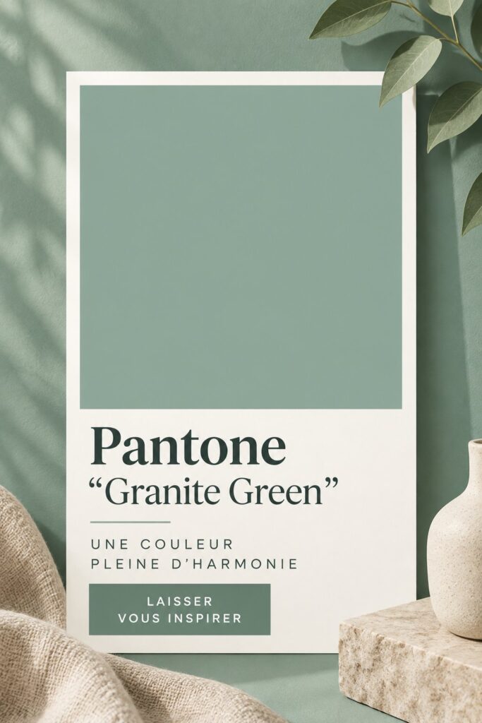 Salon décoré en Granite Green avec des matériaux chaleureux