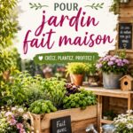 Un jardin fait maison avec des plantes colorées et des matériaux tendance.