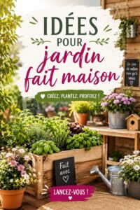 Un jardin fait maison avec des plantes colorées et des matériaux tendance.