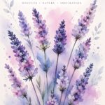 Illustration murale à l'aquarelle lavande dans un intérieur apaisant