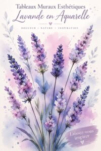 Illustration murale à l'aquarelle lavande dans un intérieur apaisant