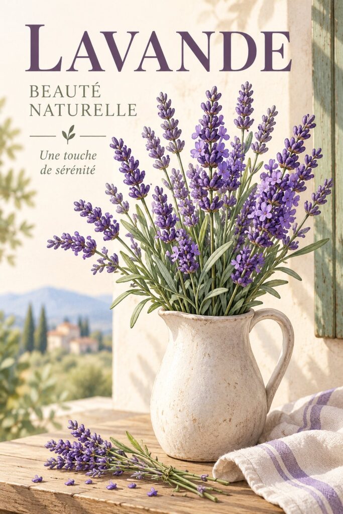 Impression florale de lavande dans un cadre décoratif